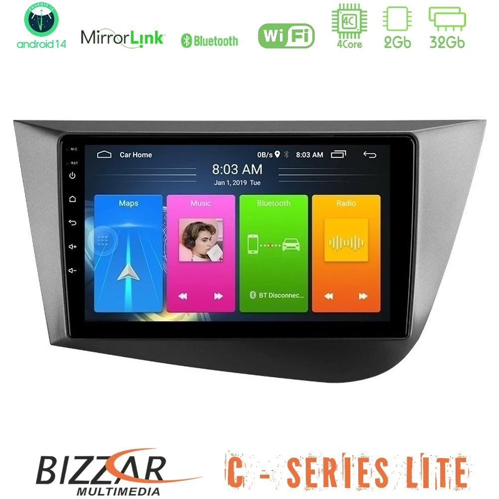 Bizzar C Series Lite 4Core Android14 2+32GB Seat Leon Navigation Multimedia Tablet 9"
