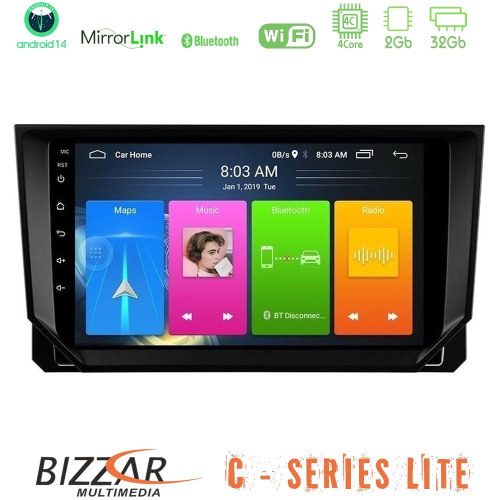 Bizzar C Series Lite 4Core Android14 2+32GB Seat Arona/Ibiza Navigation Multimedia Tablet 9"