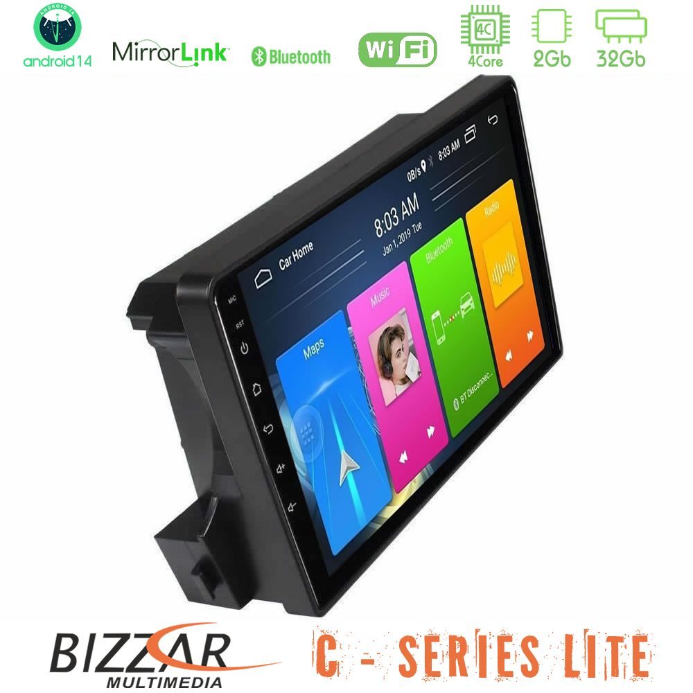 Bizzar C Series Lite 4Core Android14 2+32GB Ssangyong Actyon/Kyron 2005-2014 Navigation Multimedia Tablet 9"