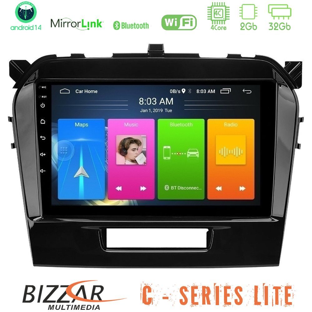 Bizzar C Series Lite 4Core Android14 2+32GB Suzuki Vitara 2015-2021 Navigation Multimedia Tablet 9"