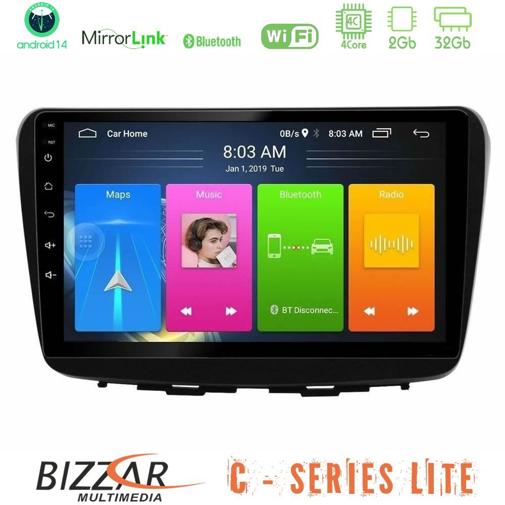 Bizzar C Series Lite 4Core Android14 2+32GB Suzuki Baleno 2016-2021 Navigation Multimedia Tablet 9"