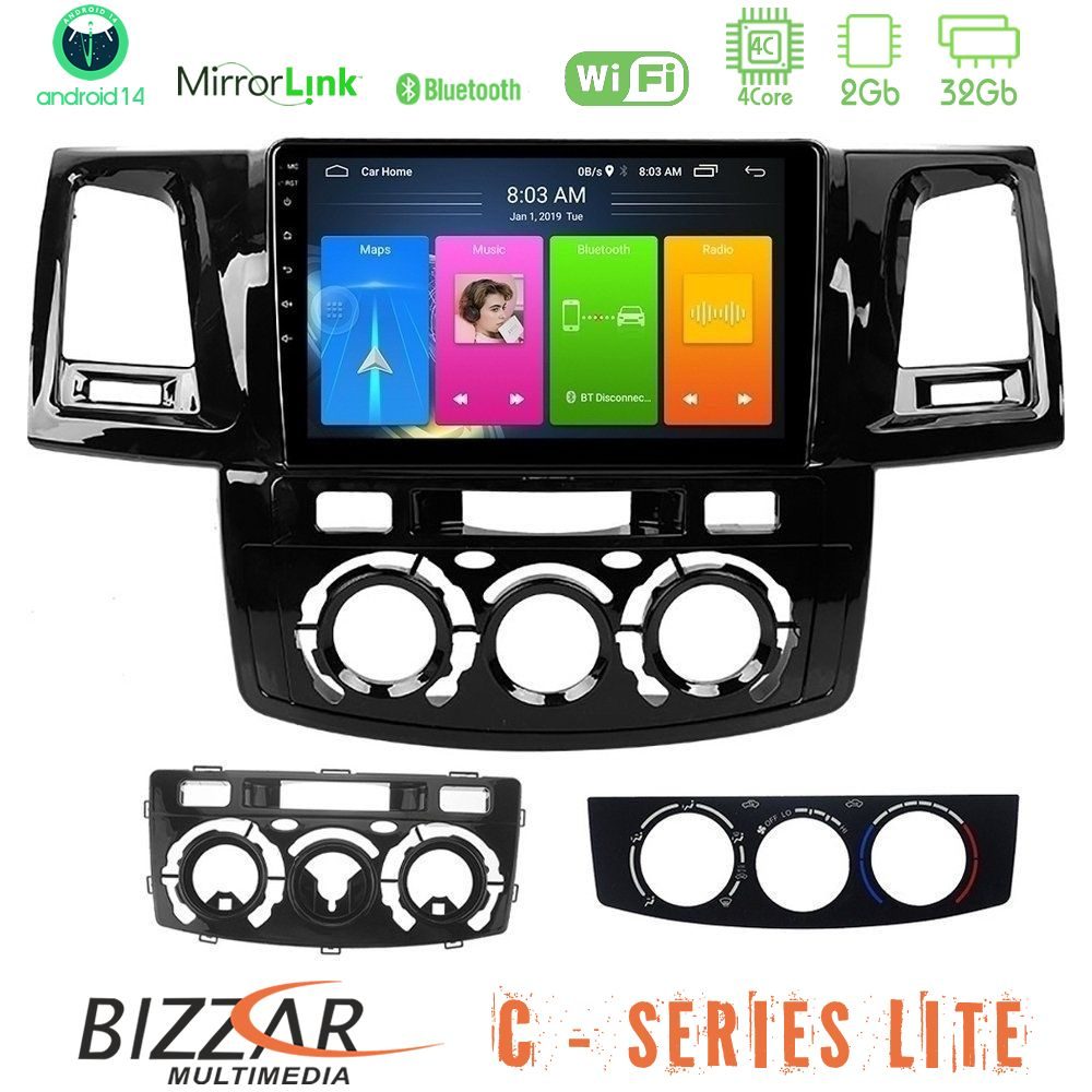 Bizzar C Series Lite 4Core Android14 2+32GB Toyota Hilux 2007-2016 Navigation Multimedia Tablet 9"