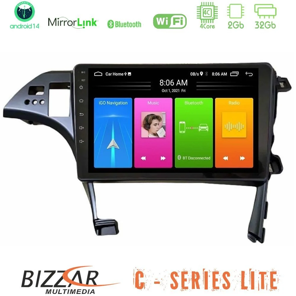 Bizzar C Series Lite 4Core Android14 2+32GB Toyota Prius 2010-2015 Navigation Multimedia Tablet 10"