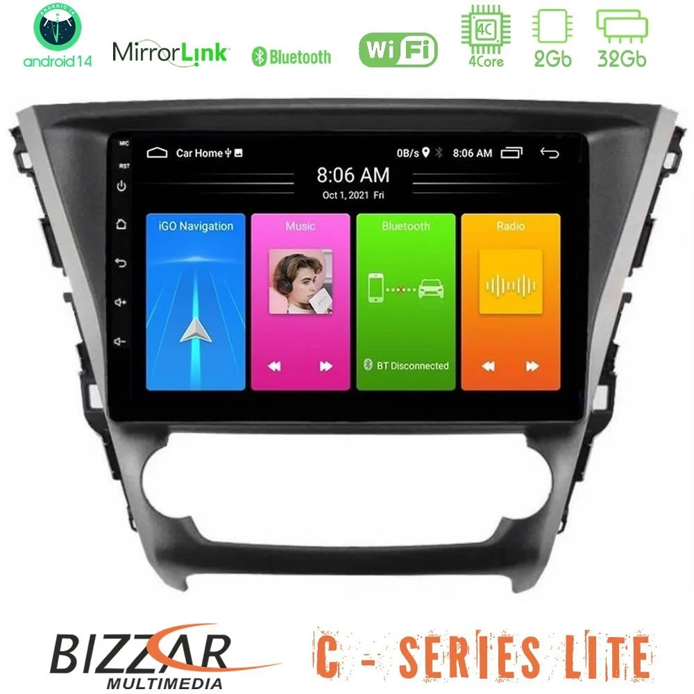 Bizzar C Series Lite 4Core Android14 2+32GB Toyota Avensis 2015-2018 Navigation Multimedia Tablet 9"