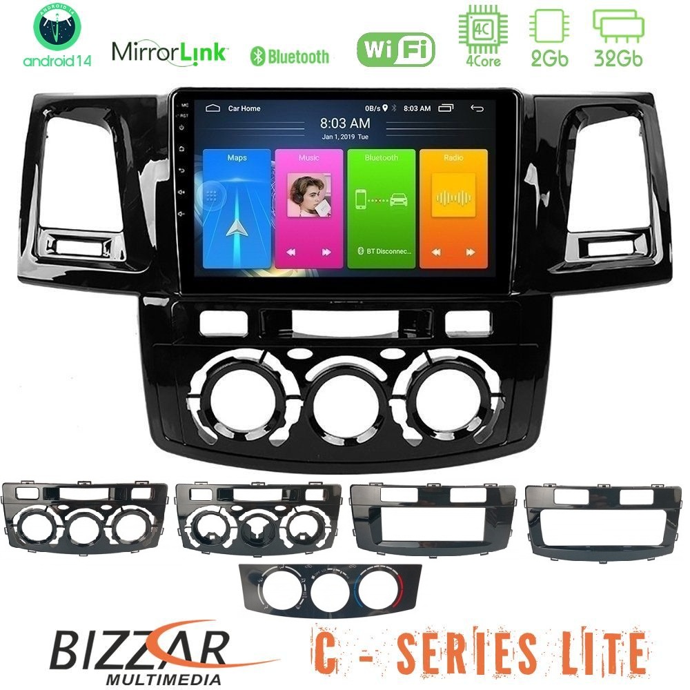 Bizzar C Series Lite 4Core Android14 2+32GB Toyota Hilux 2007-2016 Navigation Multimedia Tablet 9"