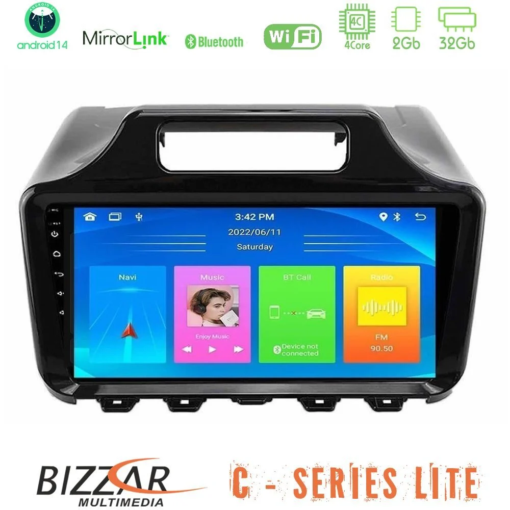 Bizzar C Series Lite 4Core Android14 2+32GB Toyota iQ 2008 – 2015 Navigation Multimedia Tablet 9"