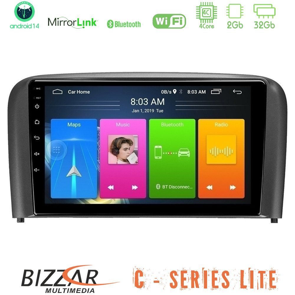 Bizzar C Series Lite 4Core Android14 2+32GB Volvo S80 1998-2006 Navigation Multimedia Tablet 9"