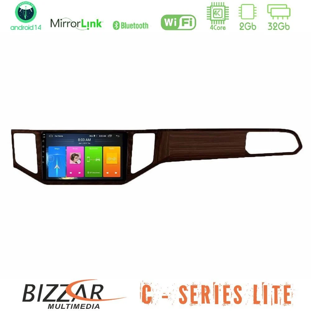 Bizzar C Series Lite 4Core Android14 2+32GB  VW Sportsvan 2014-2020 Navigation Multimedia Tablet 9" (Ξύλινη απόχρωση)