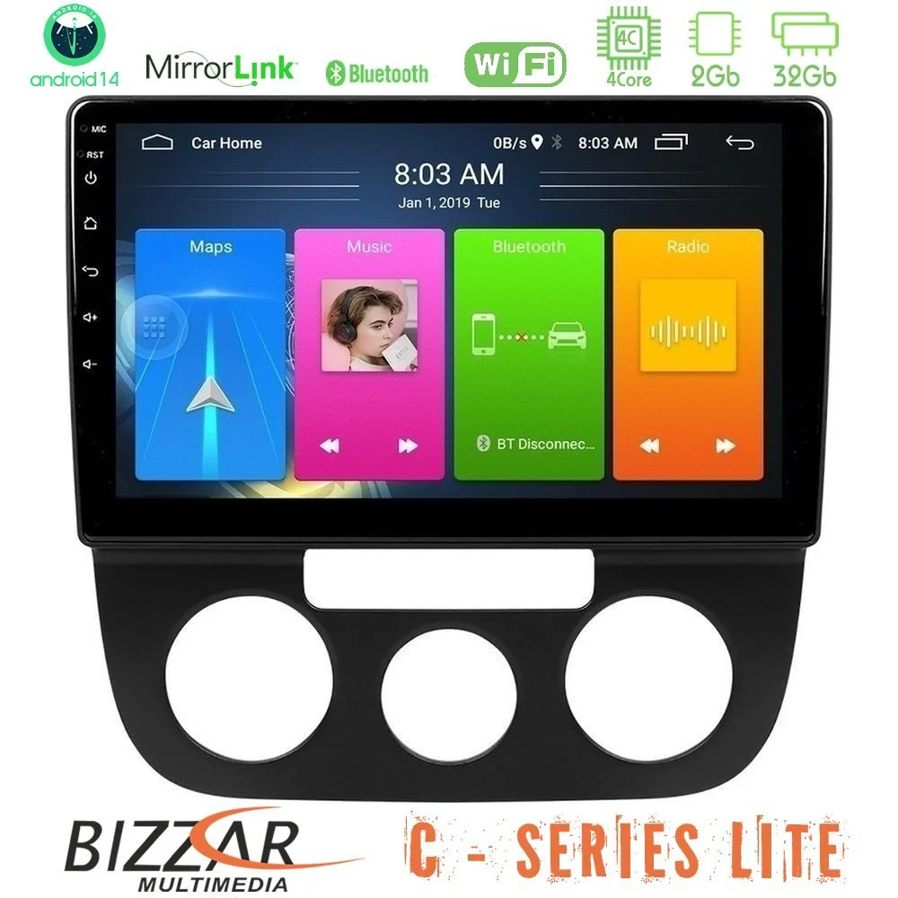 Bizzar C Series Lite 4Core Android14 2+32GB VW Jetta Navigation Multimedia Tablet 10"