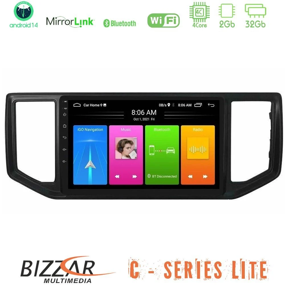 Bizzar C Series Lite 4Core Android14 2+32GB VW Amarok 2017-2022 Navigation Multimedia Tablet 9"