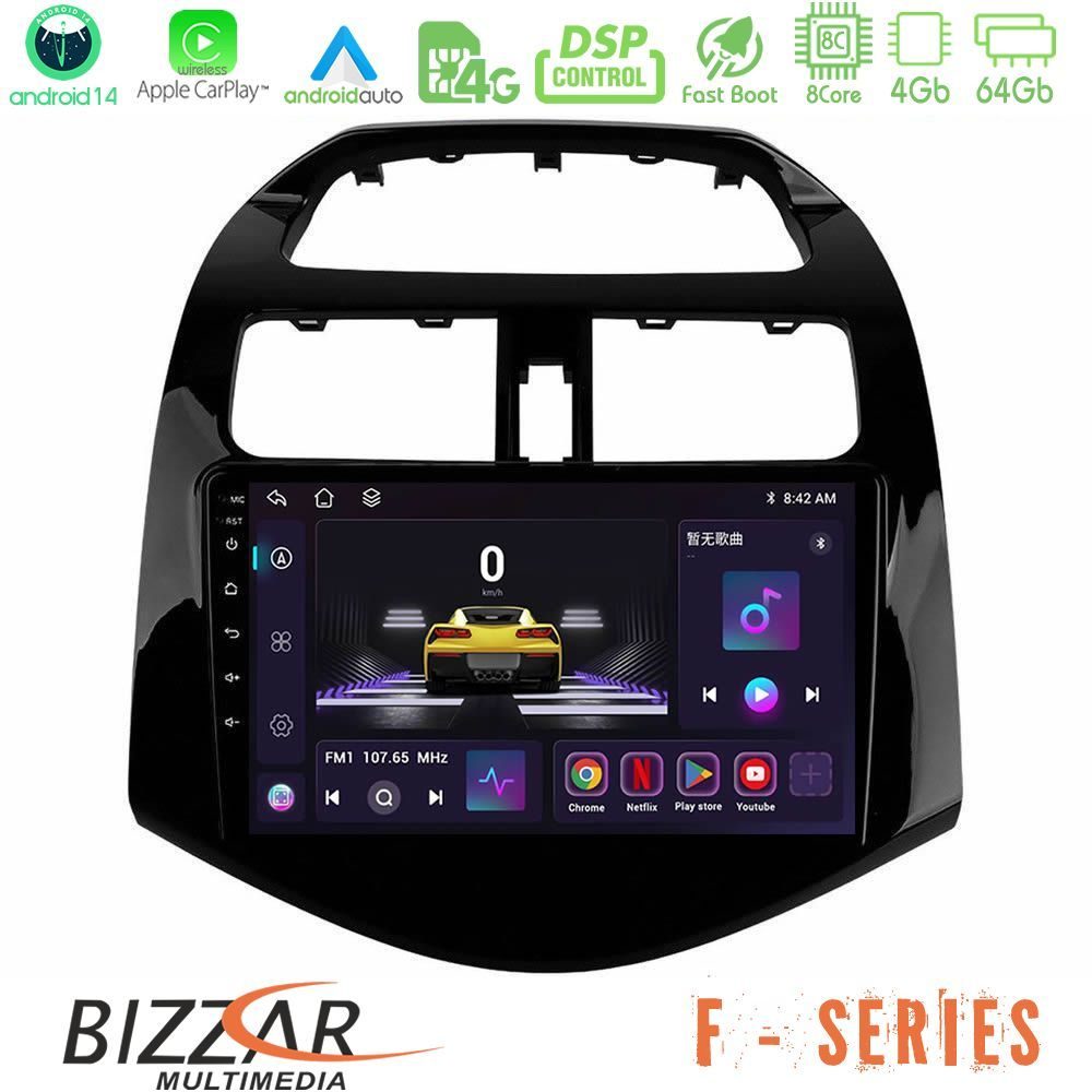 Bizzar F Series 8Core Android14 4+64GB Chevrolet Spark 2009-2015 Navigation Multimedia Tablet 9" Με Carplay & Android Auto