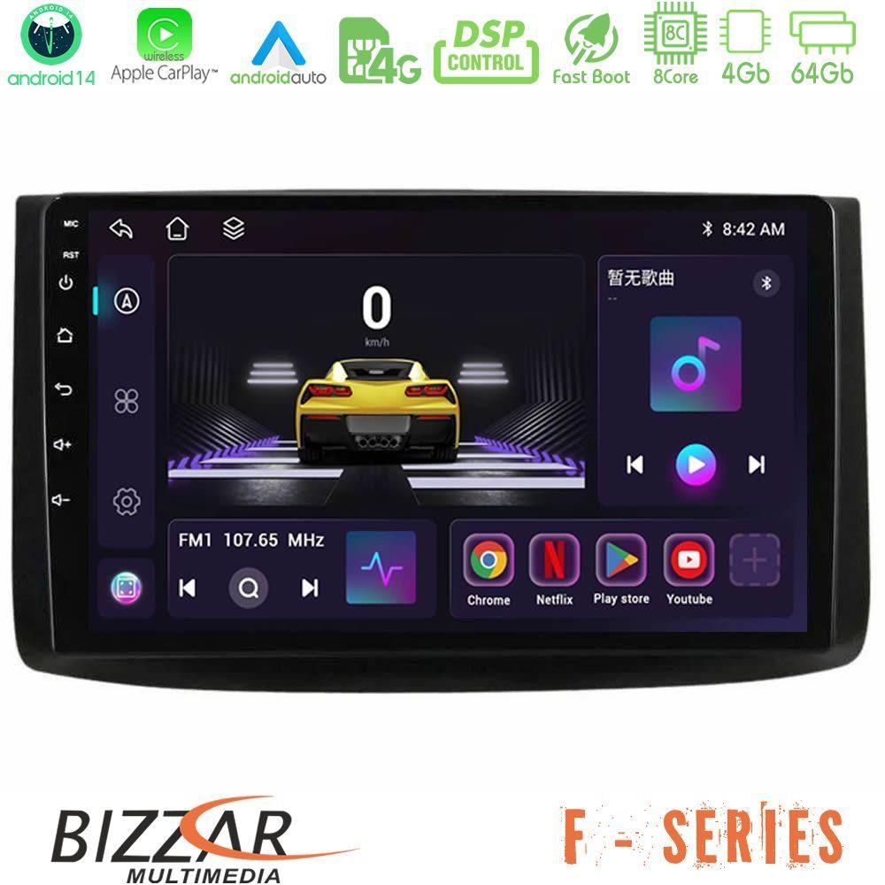 Bizzar F Series 8Core Android14 4+64GB Chevrolet Aveo 2006-2010 Navigation Multimedia Tablet 9" Με Carplay & Android Auto