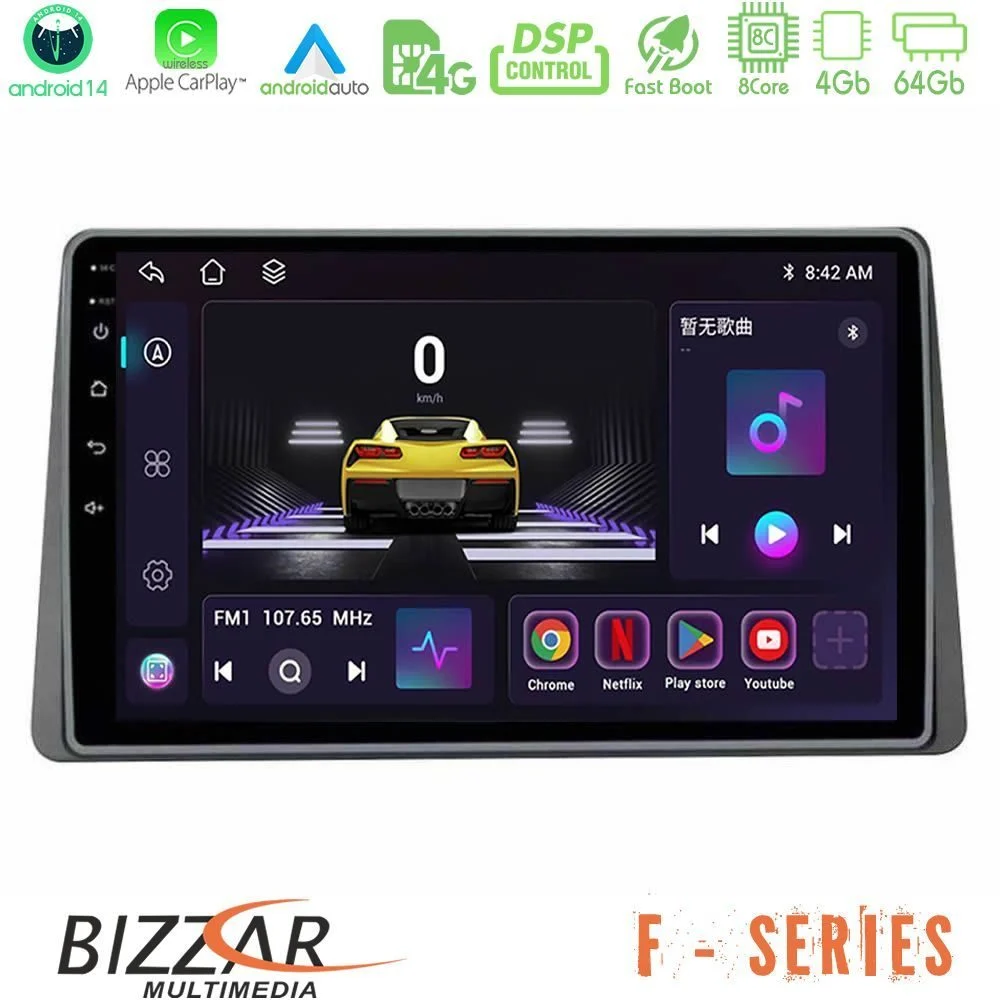 Bizzar F Series 8Core Android14 4+64GB  Dacia Duster 2019-> Navigation Multimedia Tablet 10" Με Carplay & Android Auto