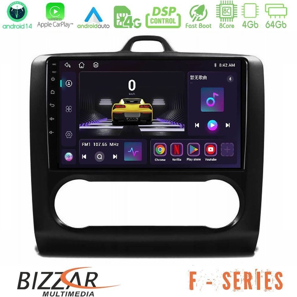 Bizzar F Series 8Core Android14 4+64GB Ford Focus Auto AC Navigation Multimedia Tablet 9" Με Carplay & Android Auto