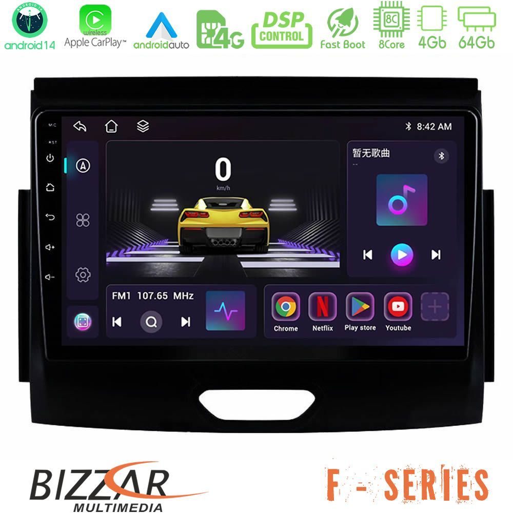 Bizzar F Series 8Core Android14 4+64GB  Ford Ranger 2017-2022 Navigation Multimedia Tablet 9" Με Carplay & Android Auto