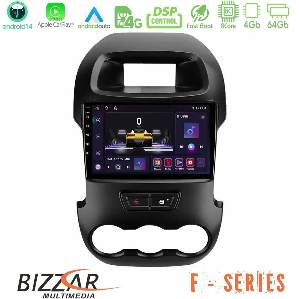 Bizzar F Series 8Core Android14 4+64GB  Ford Ranger 2012-2016 Navigation Multimedia Tablet 9" Με Carplay & Android Auto