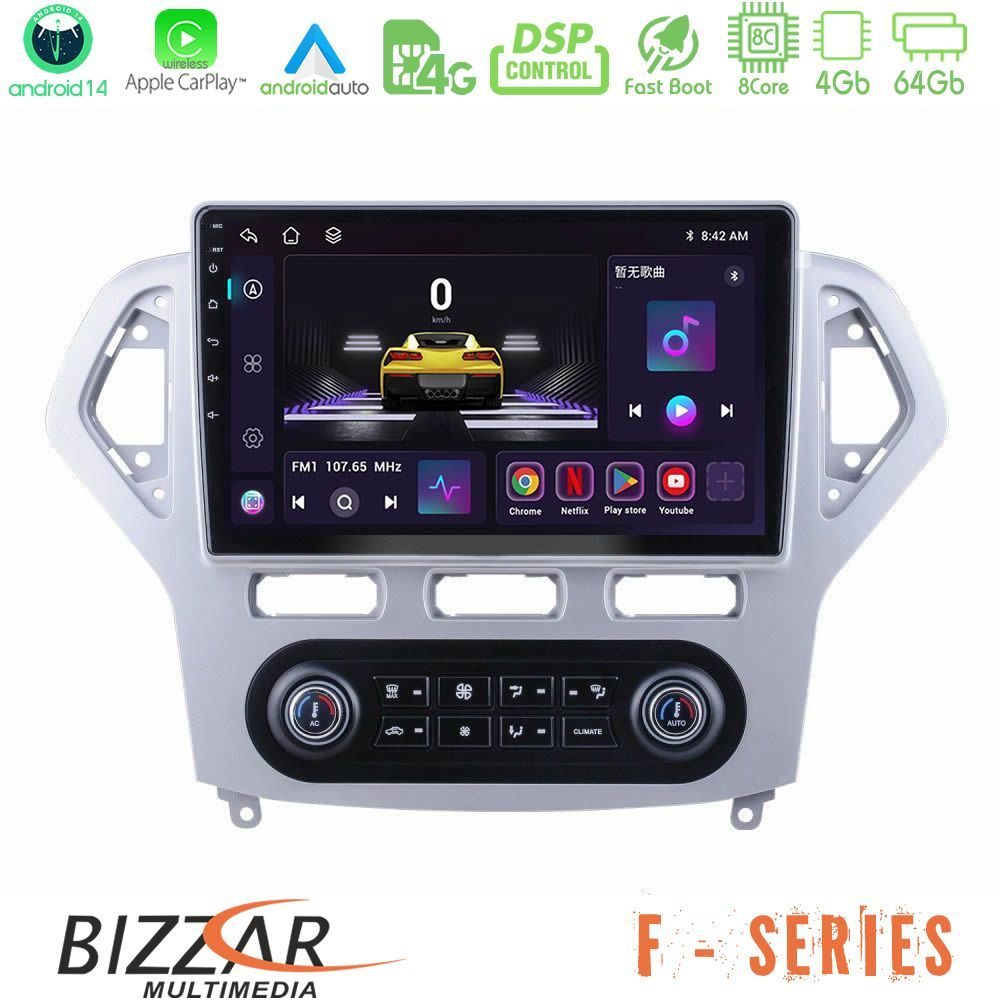 Bizzar F Series 8Core Android14 4+64GB  Ford Mondeo 2007-2011 (Auto A/C) Navigation Multimedia Tablet 10" Με Carplay & Android Auto