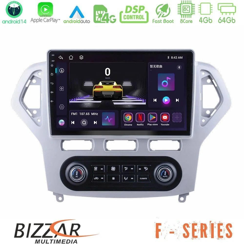 Bizzar F Series 8Core Android14 4+64GB  Ford Mondeo 2007-2011 (Auto A/C) Navigation Multimedia Tablet 10" Με Carplay & Android Auto