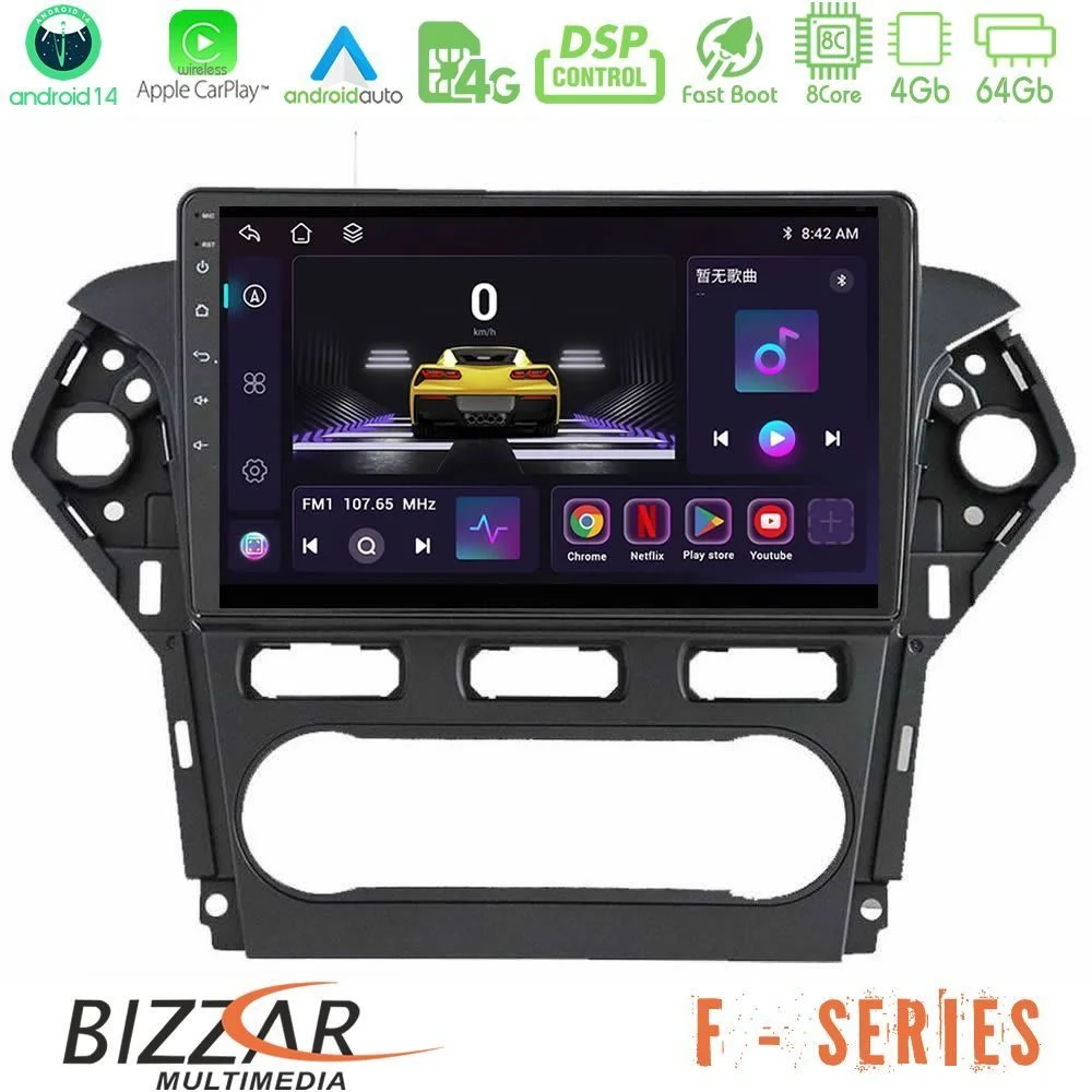 Bizzar F Series 8Core Android14 4+64GB  Ford Mondeo 2011-2014 Navigation Multimedia Tablet 10" Με Carplay & Android Auto