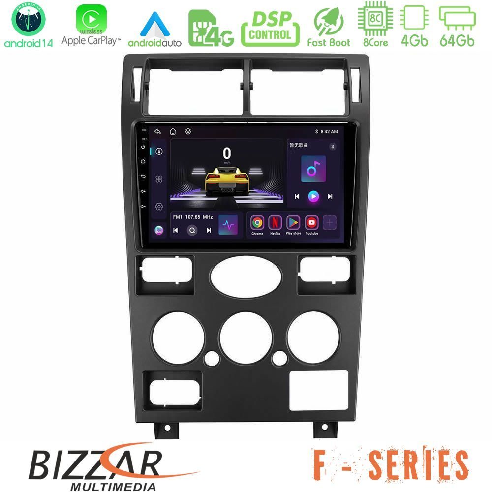 Bizzar F Series 8Core Android14 4+64GB  Ford Mondeo 2001-2004 Navigation Multimedia Tablet 9" Με Carplay & Android Auto
