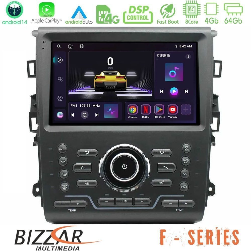Bizzar F Series 8Core Android14 4+64GB Ford Mondeo 2014-2021 Navigation Multimedia Tablet 9" Με Carplay & Android Auto