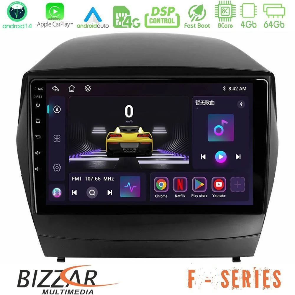 Bizzar F Series 8Core Android14 4+64GB Hyundai IX35 Auto A/C Navigation Multimedia Tablet 9" Με Carplay & Android Auto