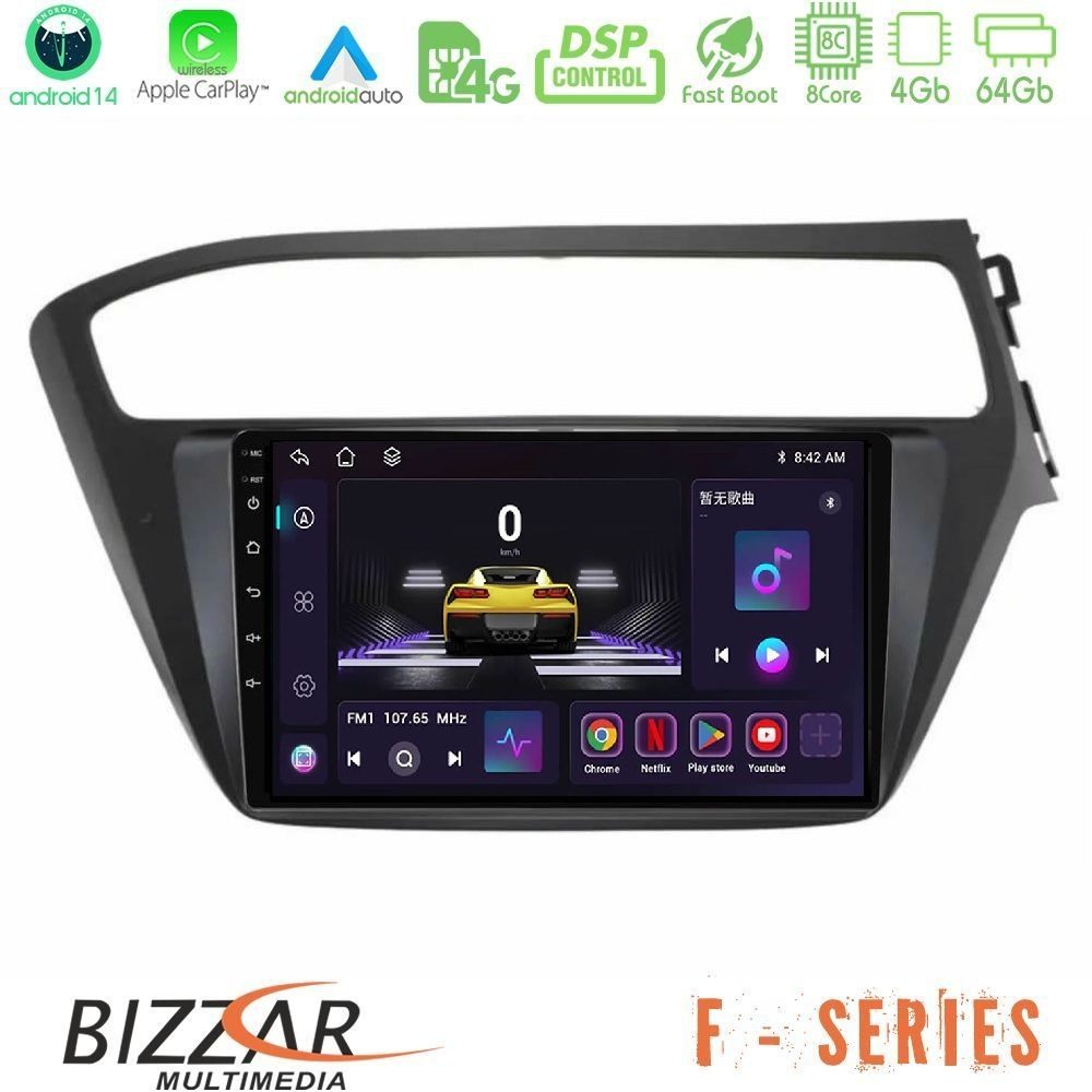 Bizzar F Series 8Core Android14 4+64GB Hyundai i20 2018-2020 RHD Navigation Multimedia Tablet 9" Με Carplay & Android Auto