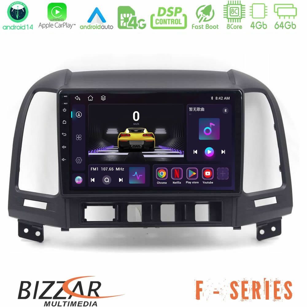 Bizzar F Series 8Core Android14 4+64GB Hyundai Santa Fe 2006-2013 Navigation Multimedia Tablet 9" Με Carplay & Android Auto