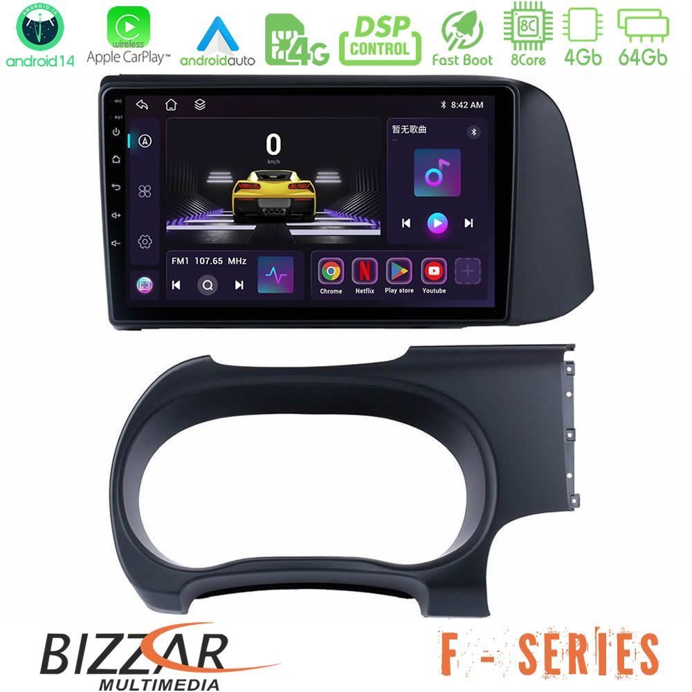 Bizzar F Series 8Core Android14 4+64GB Hyundai i10 Navigation Multimedia Tablet 9" Με Carplay & Android Auto
