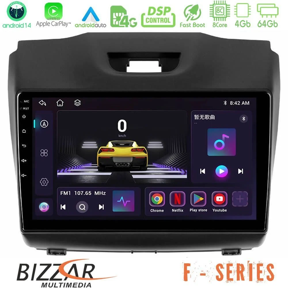 Bizzar F Series 8Core Android14 4+64GB Isuzu D-MAX 2012-2019 Navigation Multimedia Tablet 9" Με Carplay & Android Auto