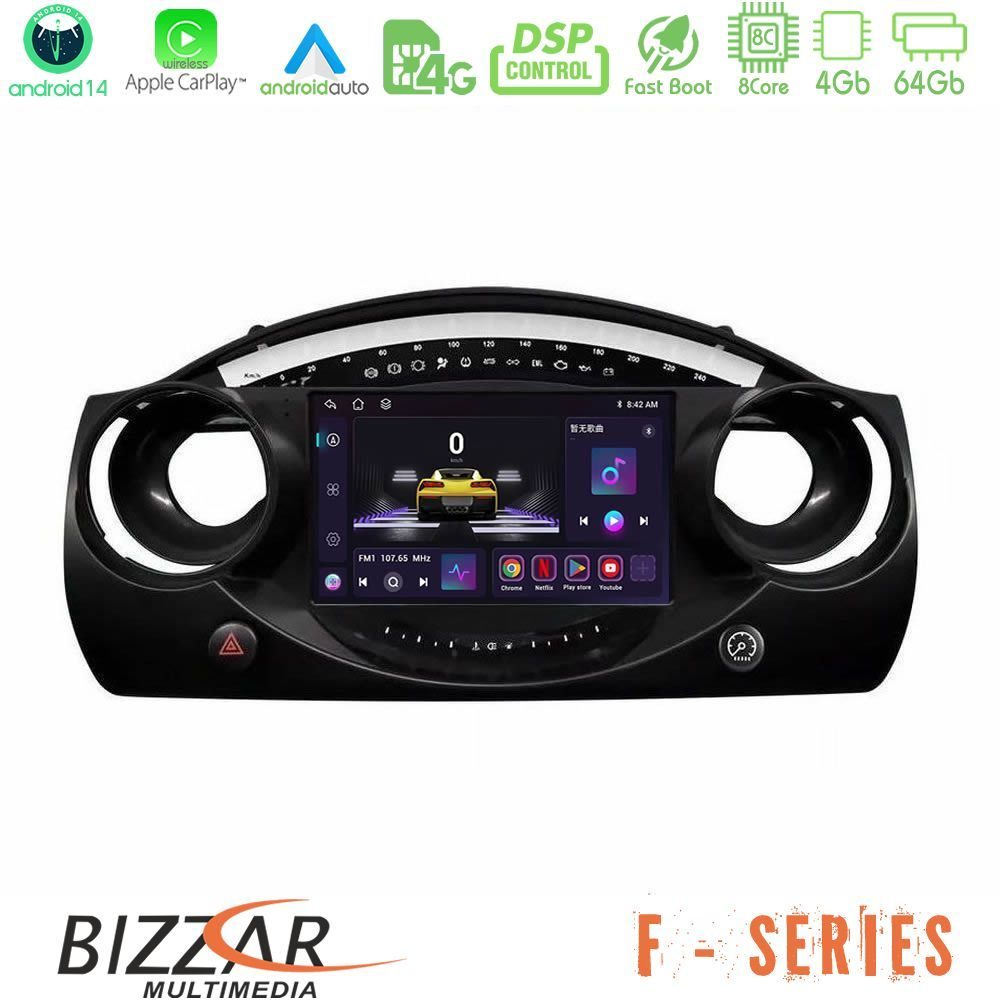 Bizzar F Series 8Core Android14 4+64GB  Mini Cooper R50 Navigation Multimedia Tablet 9" Με Carplay & Android Auto