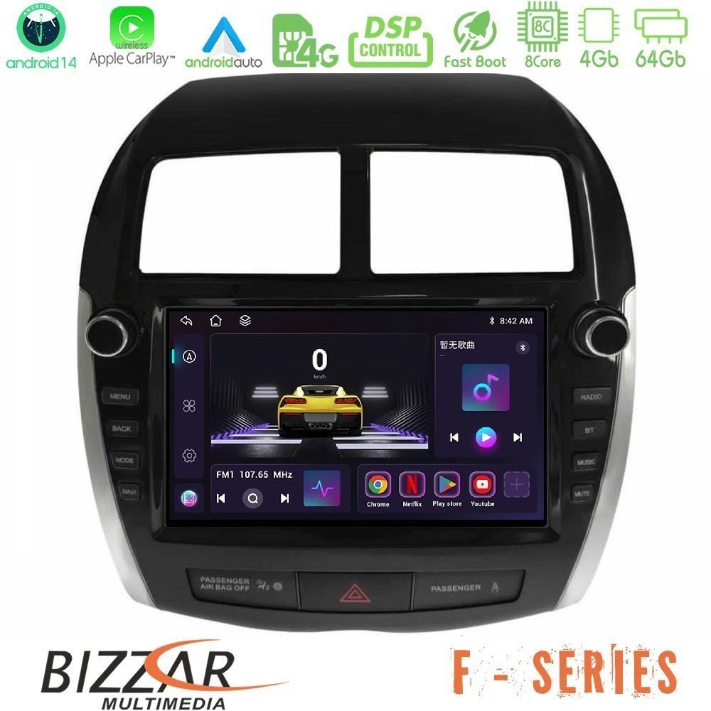 Bizzar F Series 8Core Android14 4+64GB Mitsubishi ASX 2013-2018 Navigation Multimedia Tablet 9" Με Carplay & Android Auto (Oem Look)