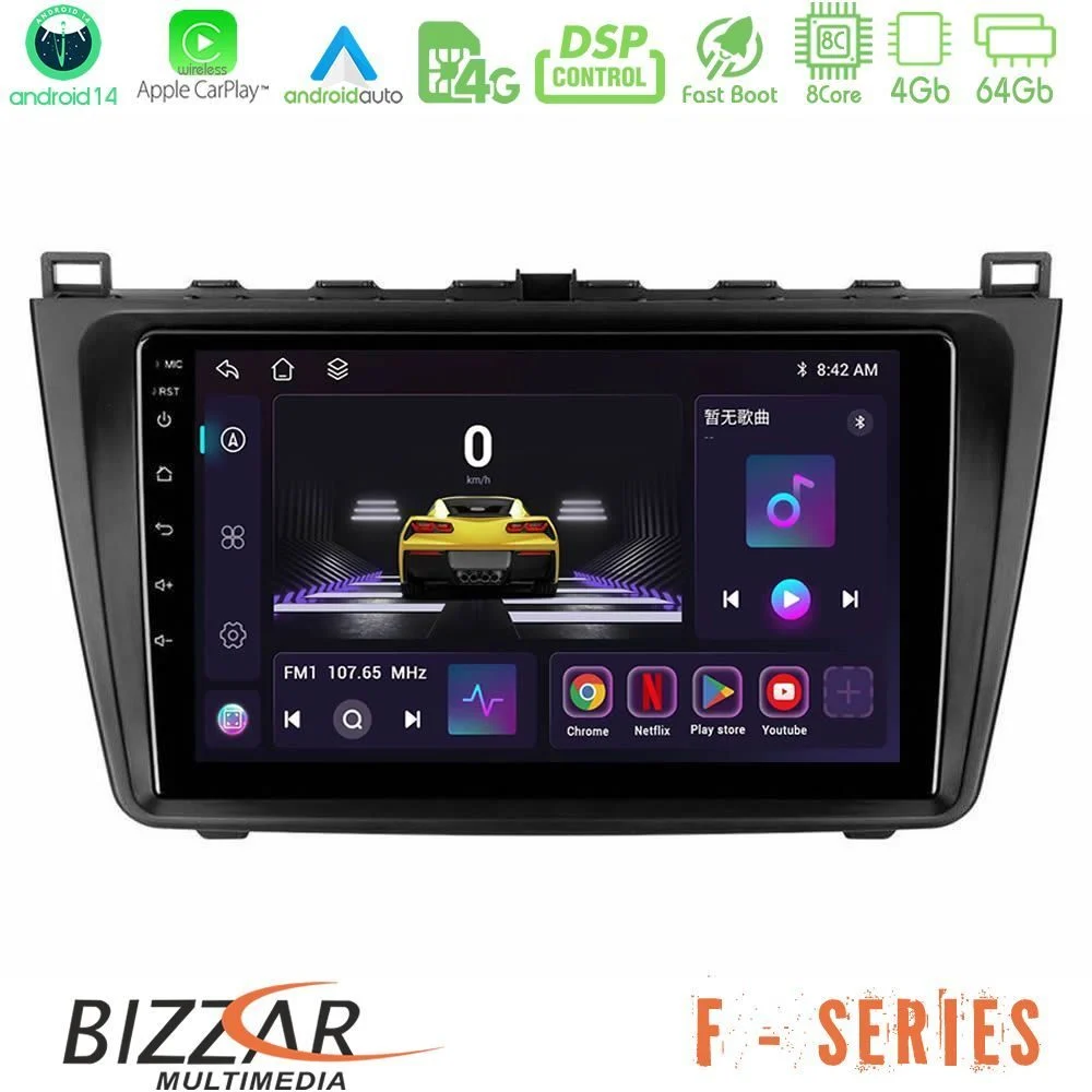 Bizzar F Series 8Core Android14 4+64GB Mazda 6 2008-2012 Navigation Multimedia Tablet 9" Με Carplay & Android Auto
