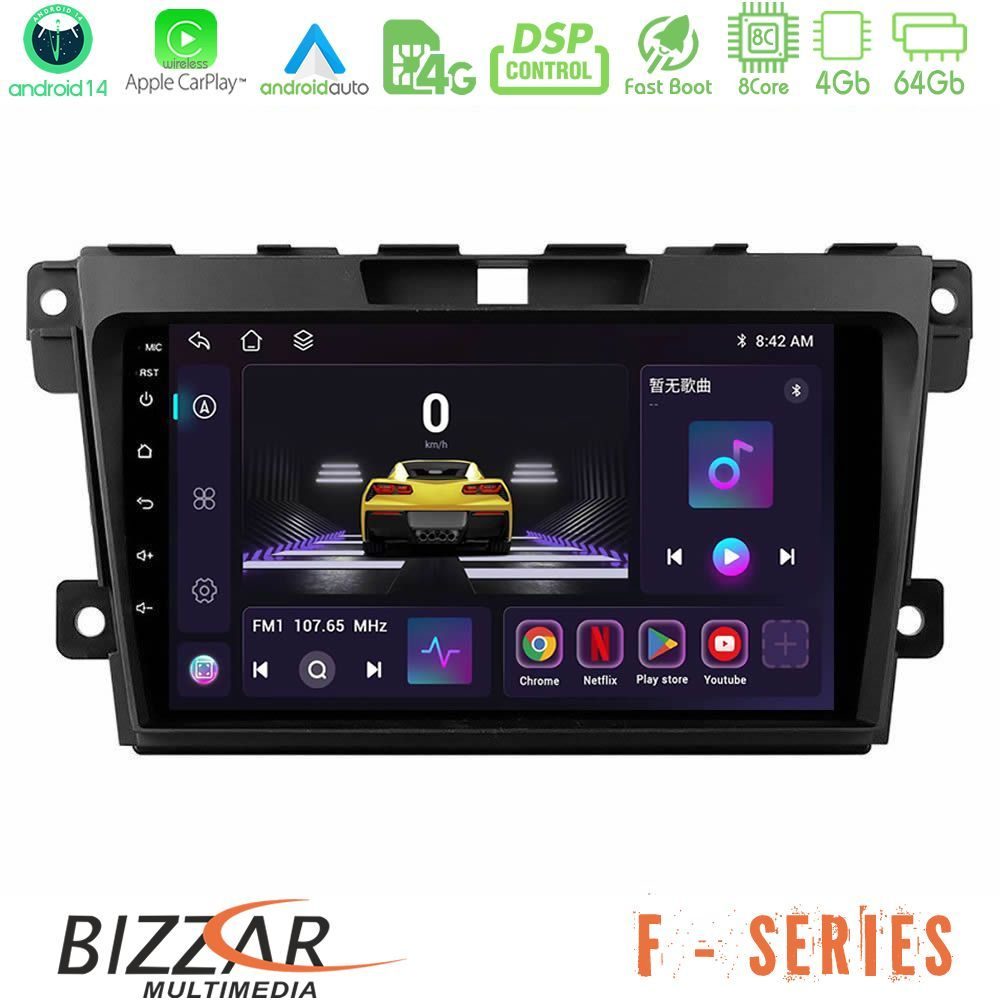Bizzar F Series 8Core Android14 4+64GB  Mazda CX-7 2007-2011 Navigation Multimedia Tablet 9" Με Carplay & Android Auto