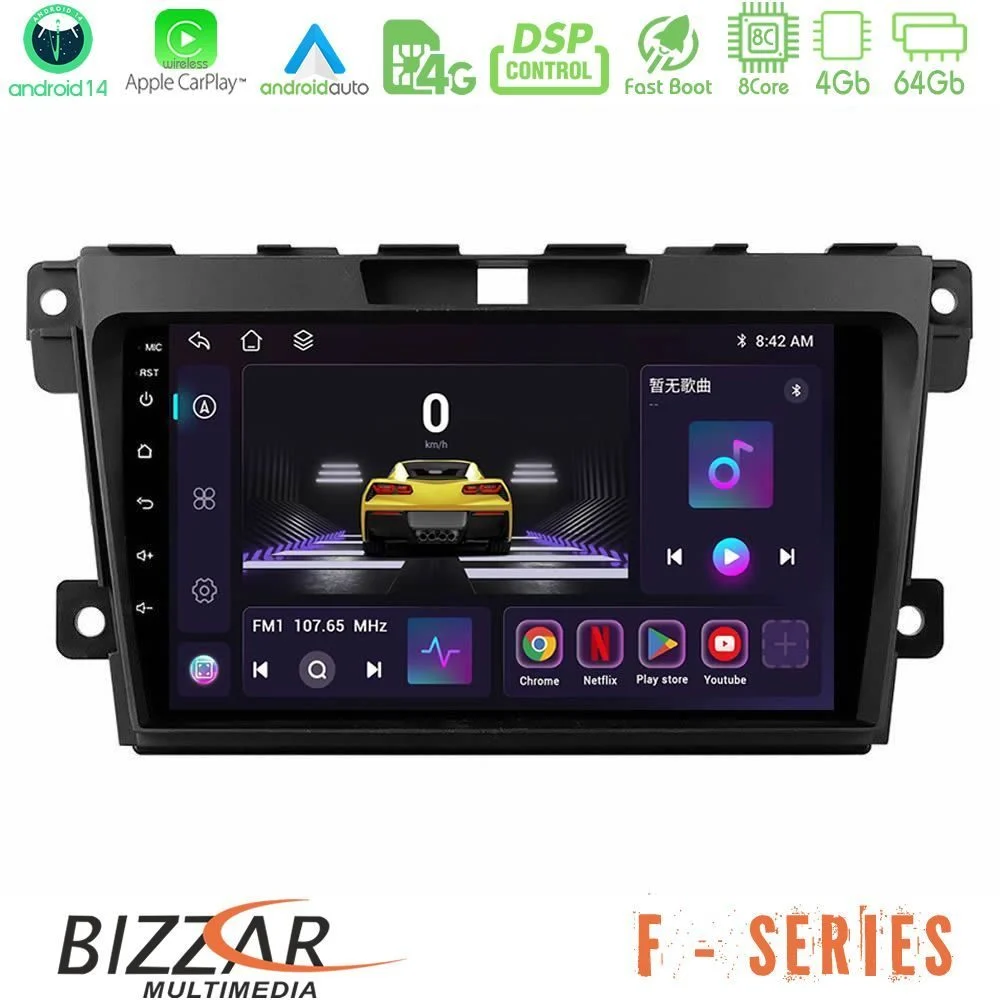 Bizzar F Series 8Core Android14 4+64GB Mazda CX-7 2007-2011 Navigation Multimedia Tablet 9" Με Carplay & Android Auto