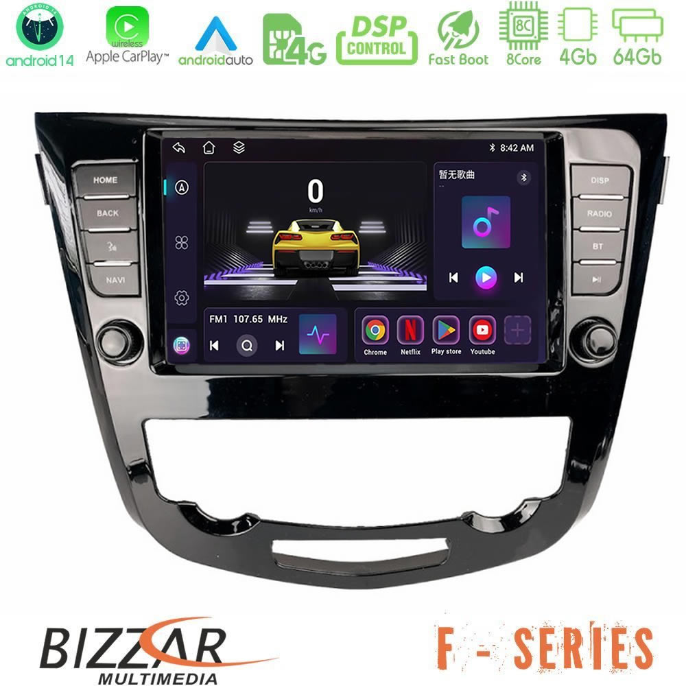 Bizzar F Series 8Core Android14 4+64GB Nissan Qashqai J11 (AUTO A/C) Navigation Multimedia Tablet 9" Με Carplay & Android Auto