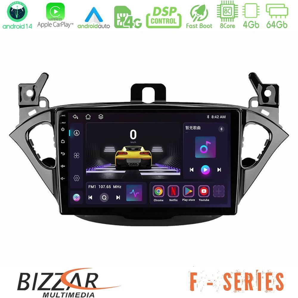 Bizzar F Series 8Core Android14 4+64GB  Opel Corsa E/Adam Navigation Multimedia Tablet 9" Με Carplay & Android Auto