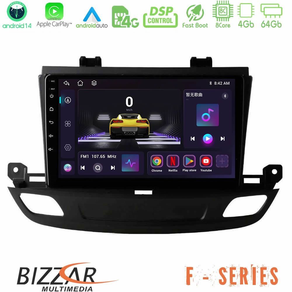 Bizzar F Series 8Core Android14 4+64GB Opel Insignia 2 2017-2020 Navigation Multimedia Tablet 9" Με Carplay & Android Auto