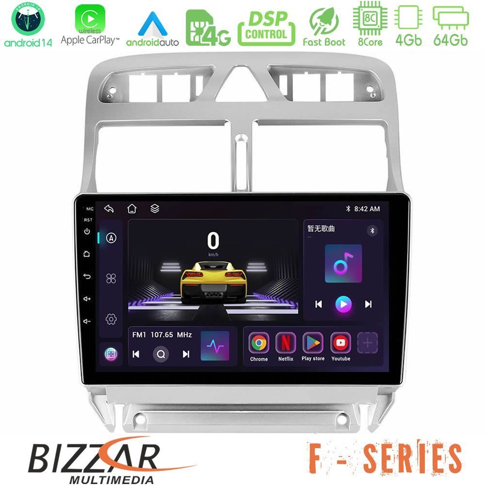 Bizzar F Series 8Core Android14 4+64GB Peugeot 307 2002-2008 Navigation Multimedia Tablet 9" Με Carplay & Android Auto