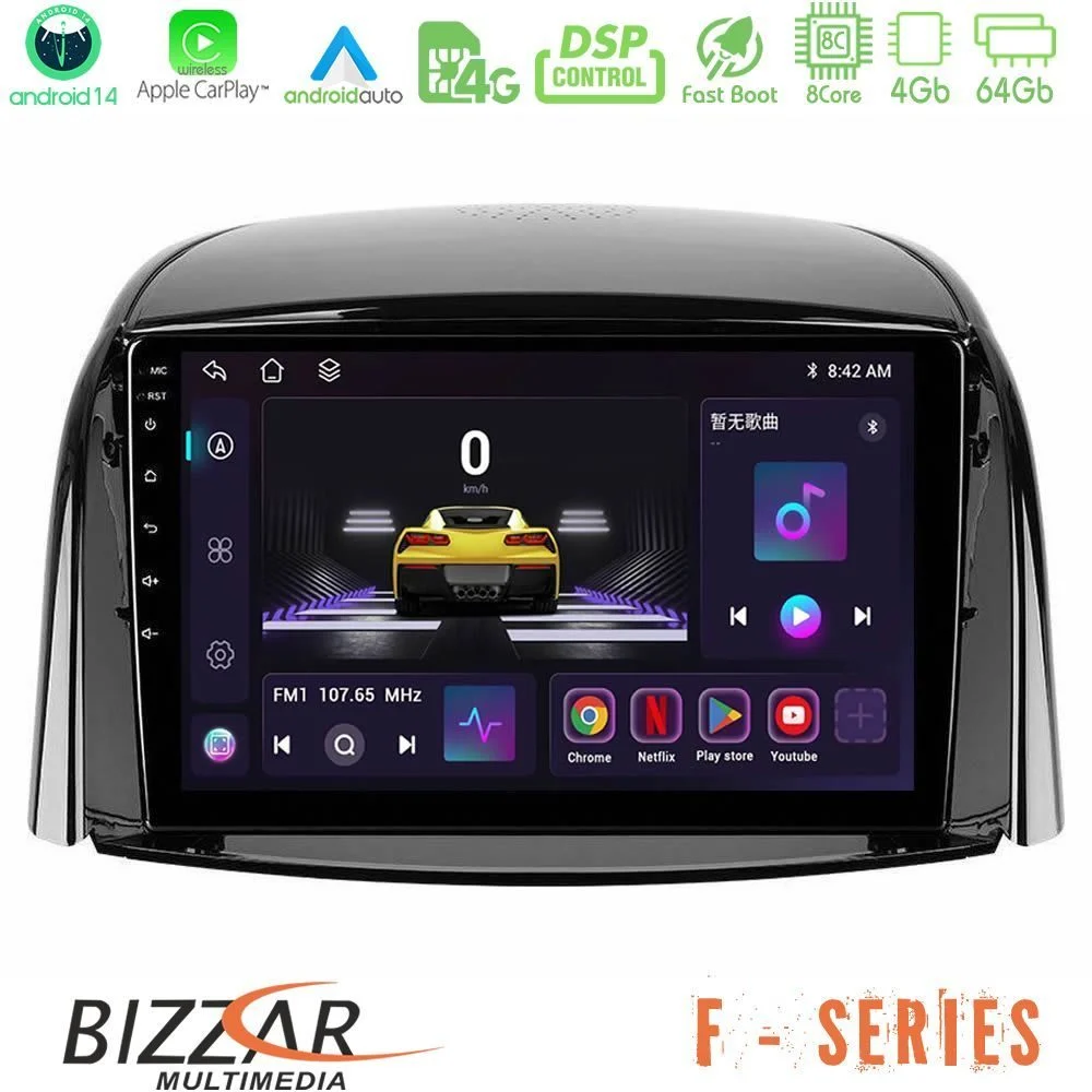 Bizzar F Series 8Core Android14 4+64GB Renault Koleos 2007-2015 Navigation Multimedia Tablet 9" Με Carplay & Android Auto