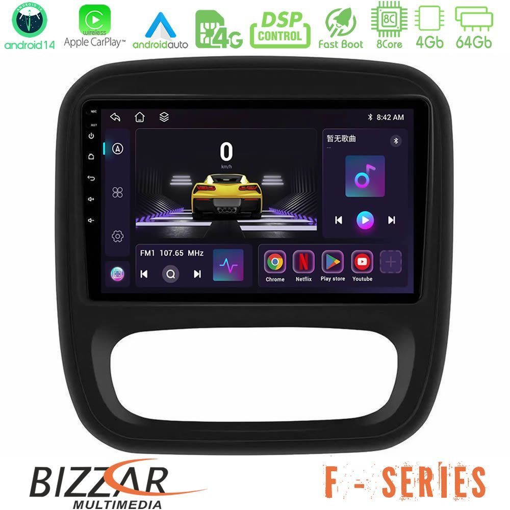 Bizzar F Series 8Core Android14 4+64GB Renault/Nissan/Opel/Fiat Navigation Multimedia Tablet 9" Με Carplay & Android Auto