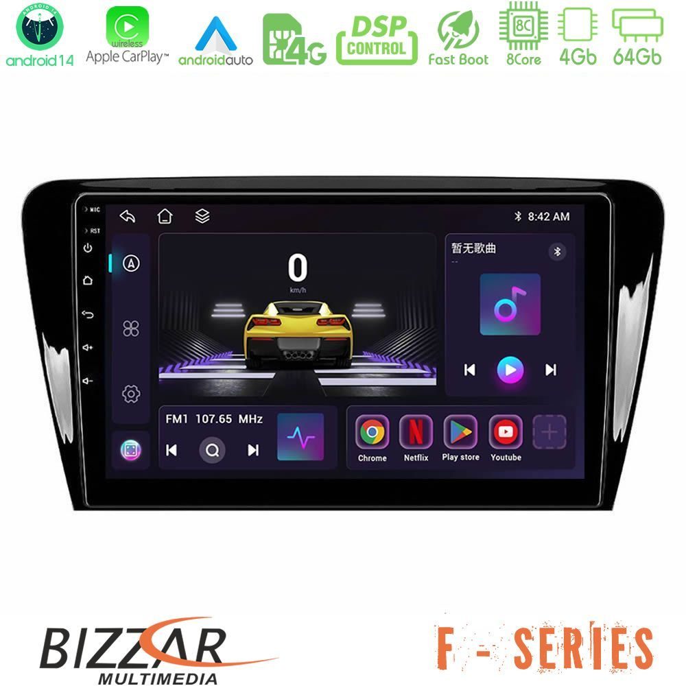 Bizzar F Series 8Core Android14 4+64GB Skoda Octavia 7 Navigation Multimedia Tablet 10" Με Carplay & Android Auto