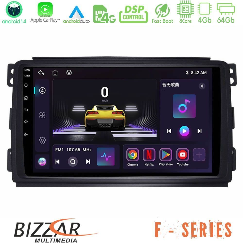 Bizzar F Series 8Core Android14 4+64GB Smart 451 Navigation Multimedia Tablet 9" Με Carplay & Android Auto