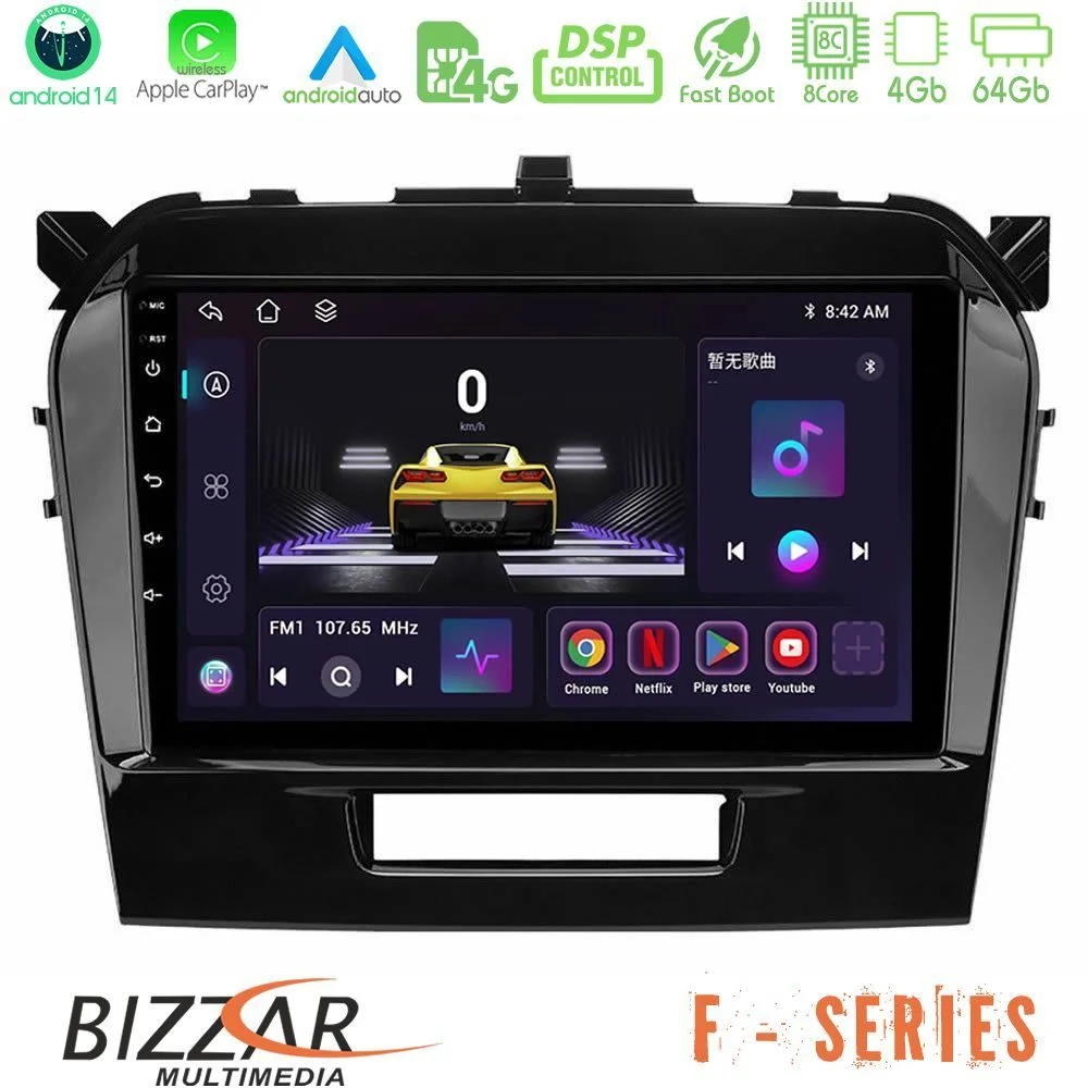 Bizzar F Series 8Core Android14 4+64GB  Suzuki Vitara 2015-2024 Navigation Multimedia Tablet 9" Με Carplay & Android Auto