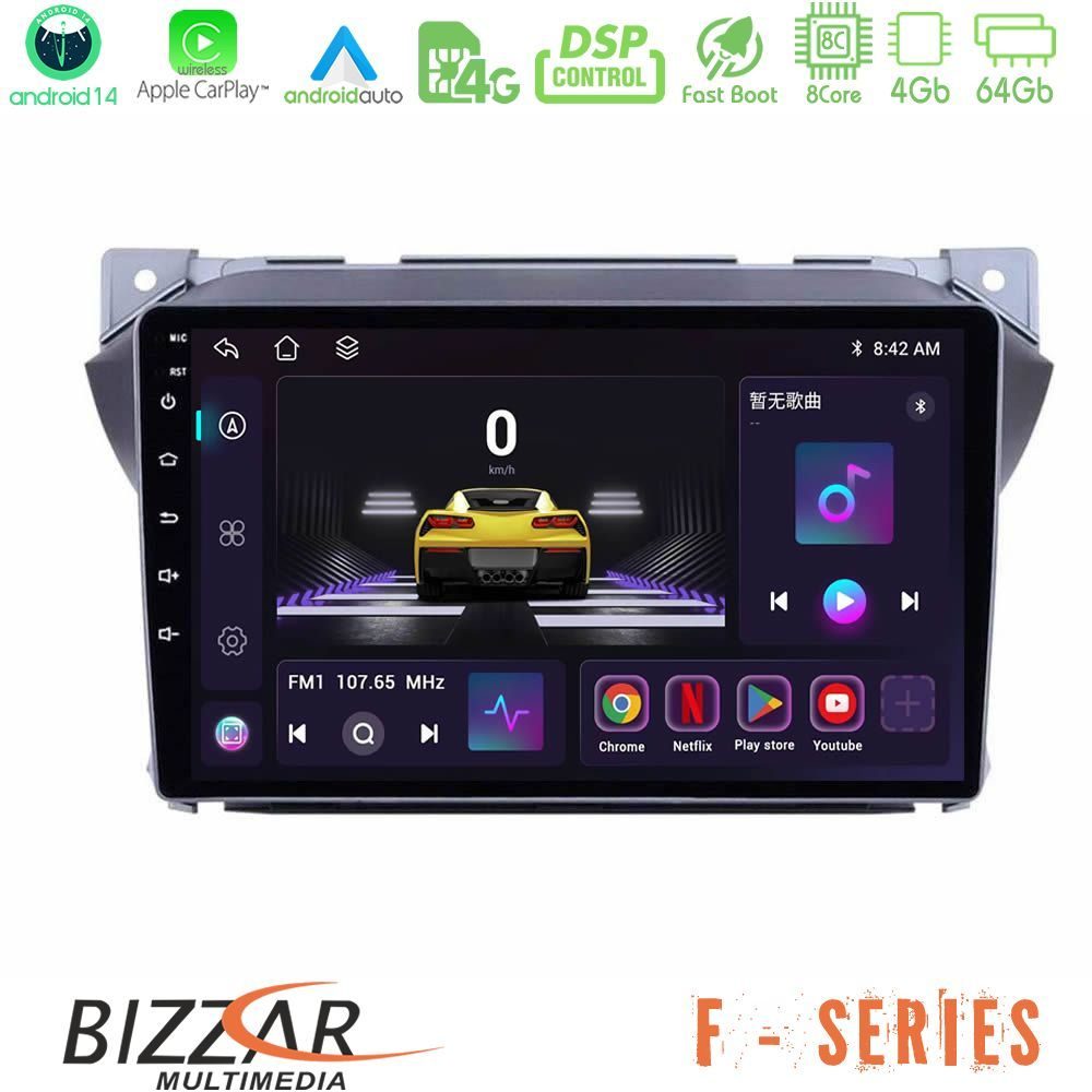 Bizzar F Series 8Core Android14 4+64GB  Suzuki Alto & Nissan Pixo Navigation Multimedia Tablet 9" Με Carplay & Android Auto