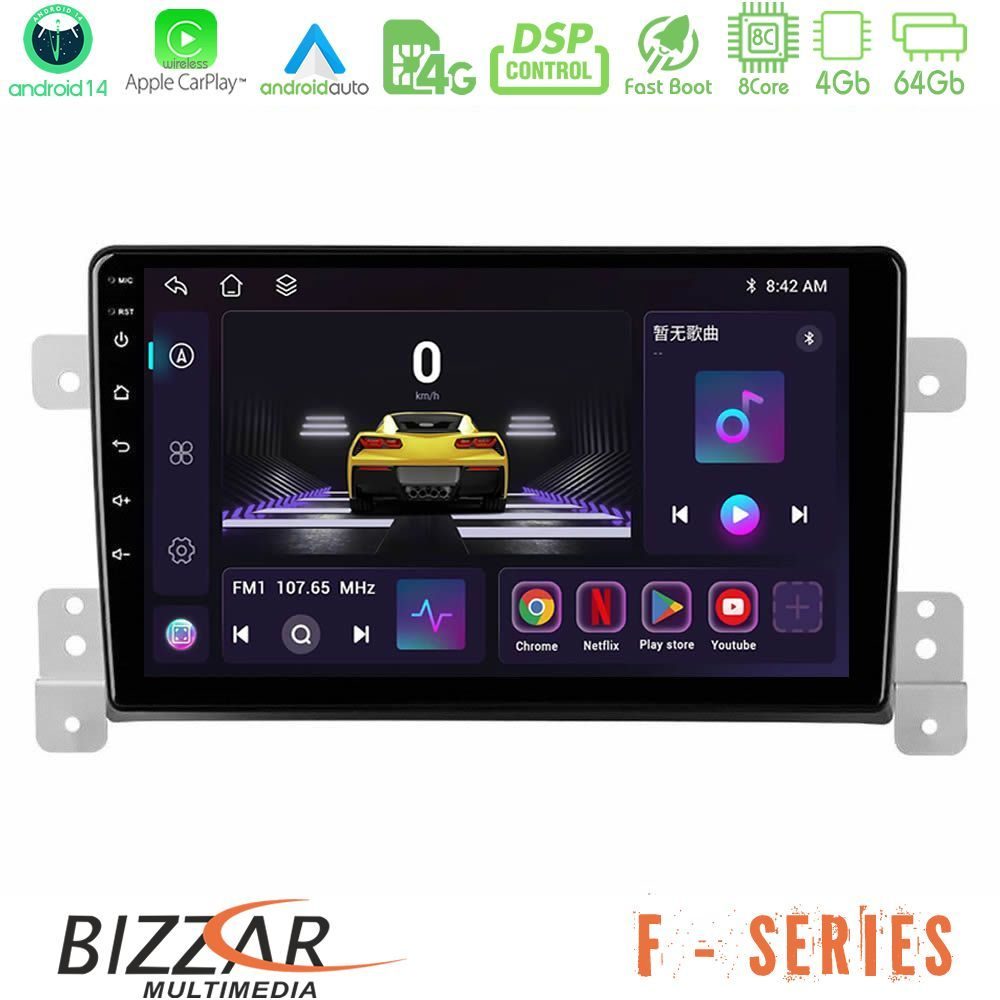 Bizzar F Series 8Core Android14 4+64GB  Suzuki Grand Vitara Navigation Multimedia Tablet 9" Με Carplay & Android Auto