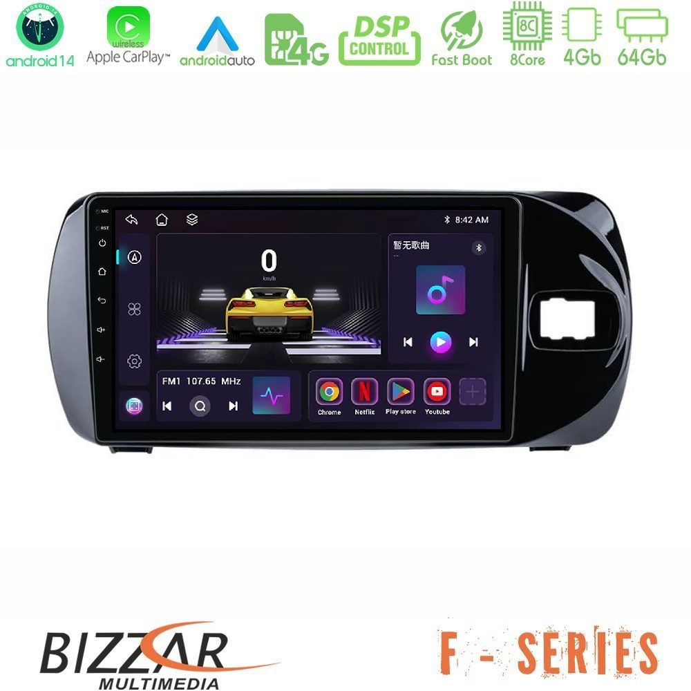 Bizzar F Series 8Core Android14 4+64GB Toyota Yaris (Vitz) 2015-2020 RHD Navigation Multimedia Tablet 9" Με Carplay & Android Auto