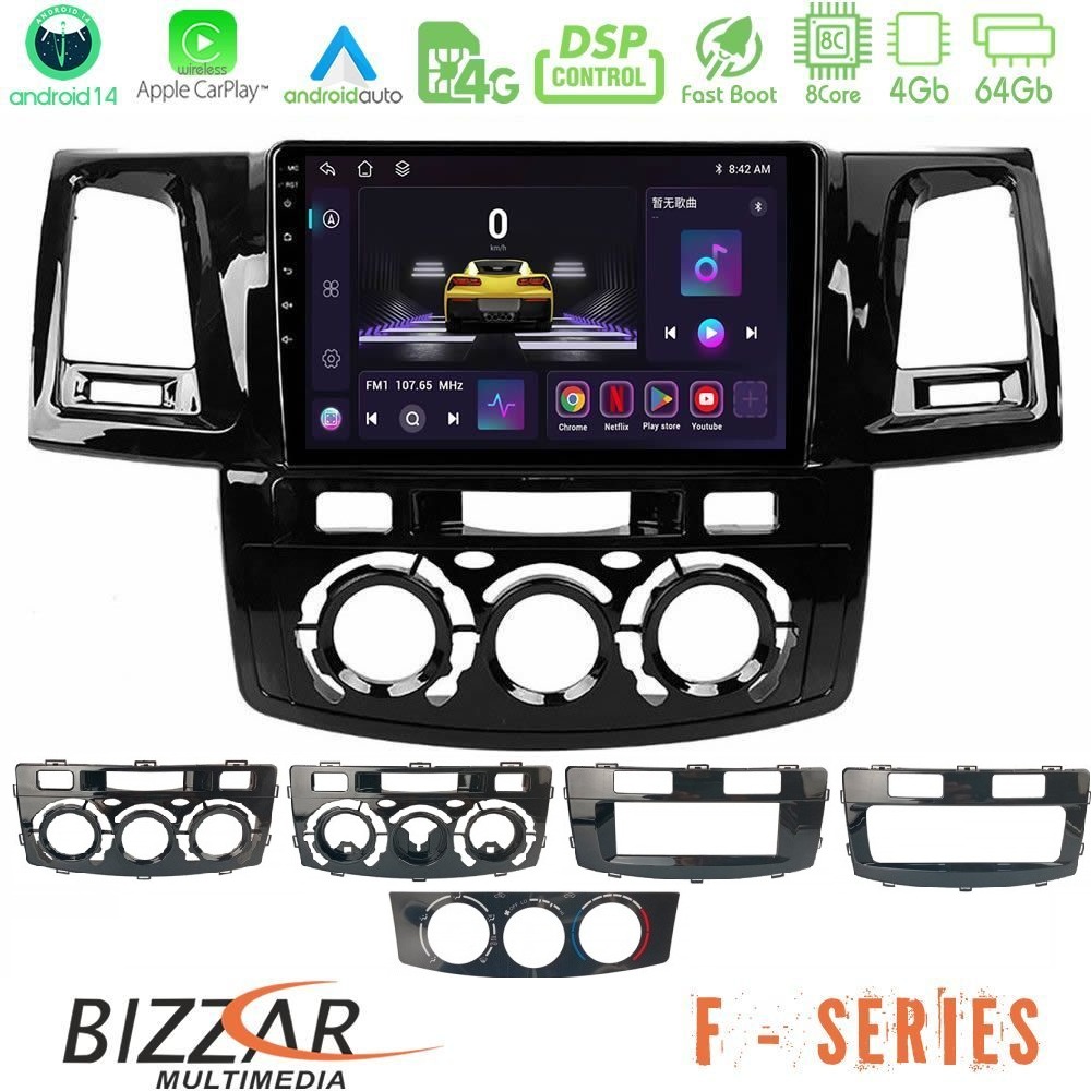 Bizzar F Series 8Core Android14 4+64GB  Toyota Hilux 2007-2016 Navigation Multimedia Tablet 9" Με Carplay & Android Auto