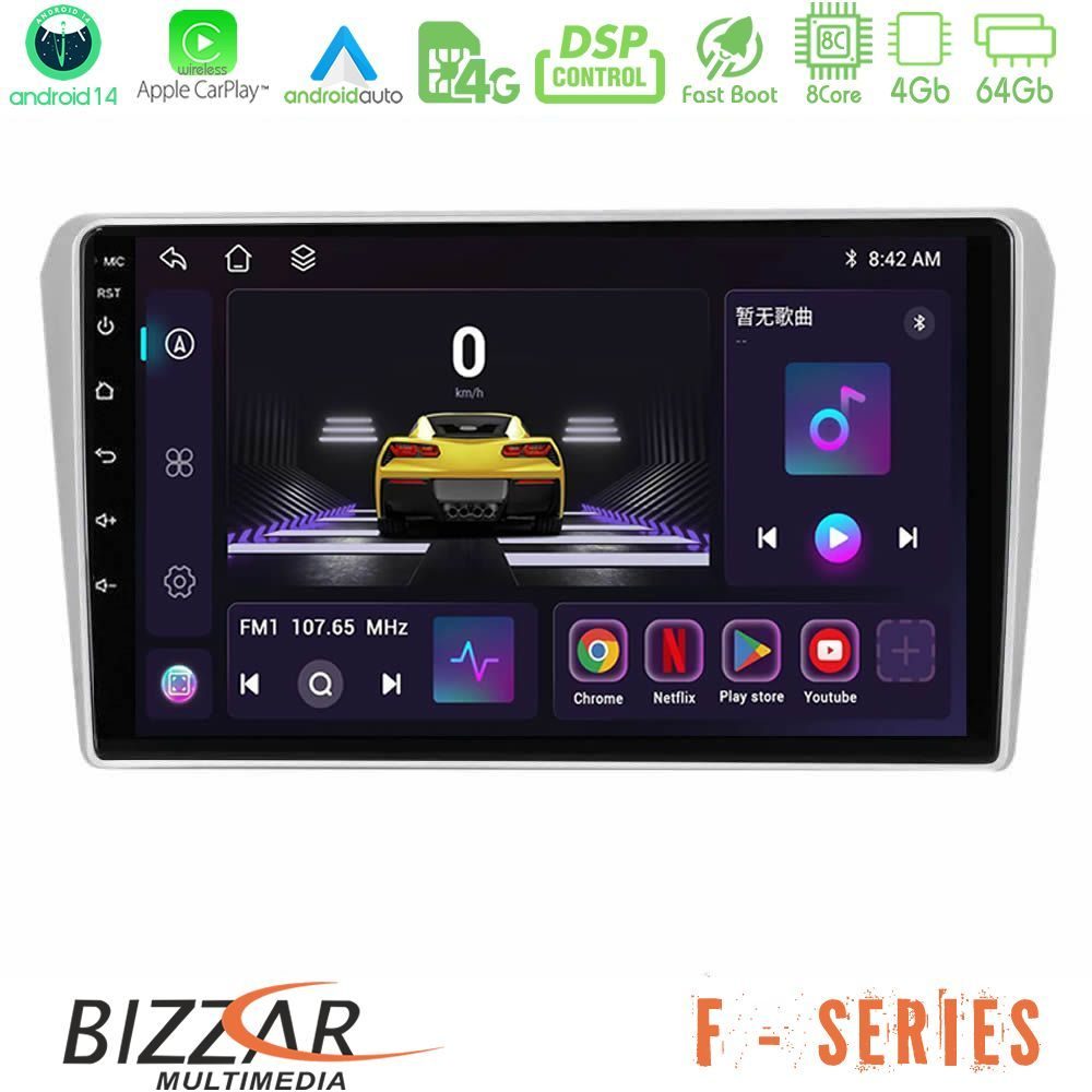 Bizzar F Series 8Core Android14 4+64GB  Toyota Avensis T25 02/2003–2008 Navigation Multimedia Tablet 9" Με Carplay & Android Auto