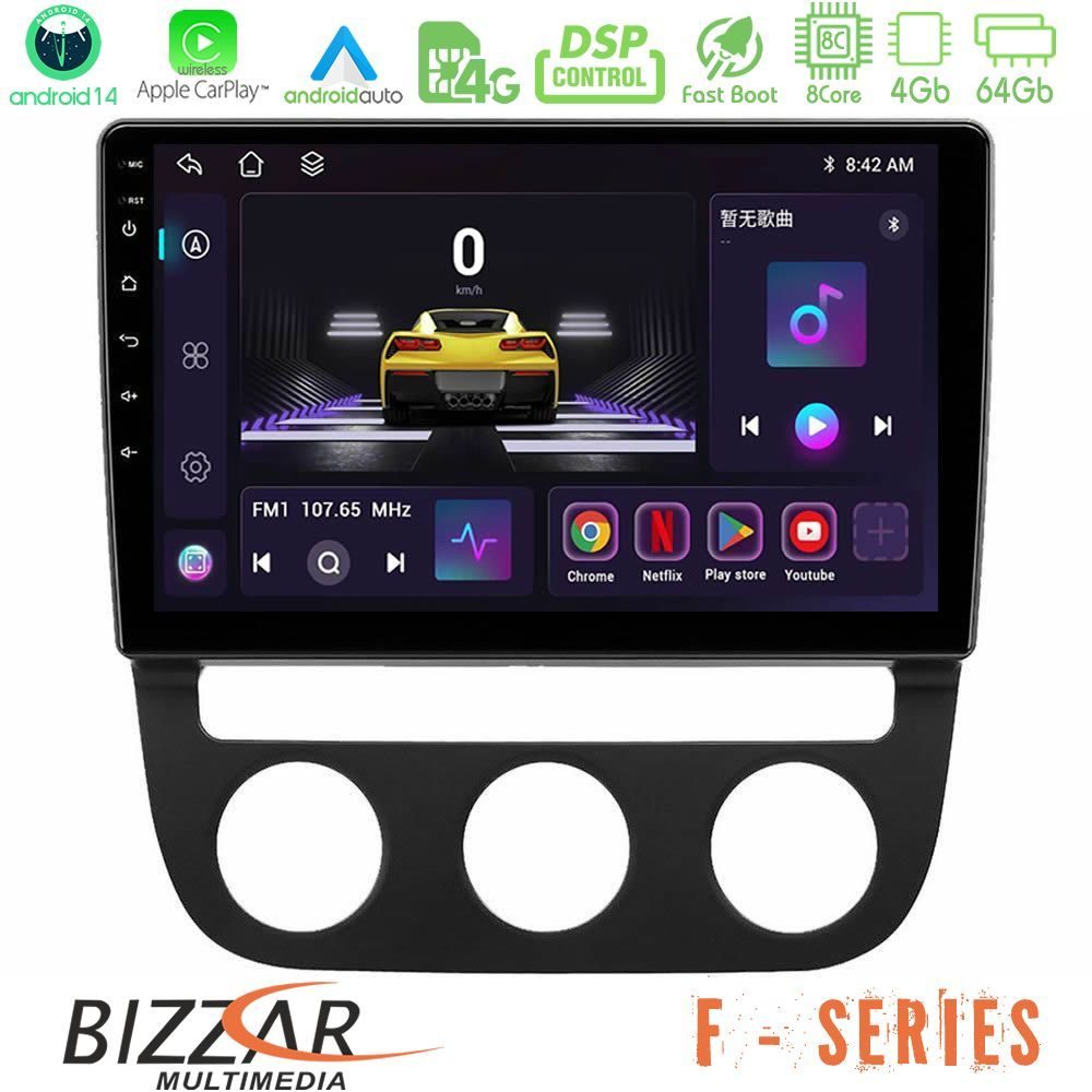 Bizzar F Series 8Core Android14 4+64GB VW Jetta Navigation Multimedia Tablet 10" Με Carplay & Android Auto